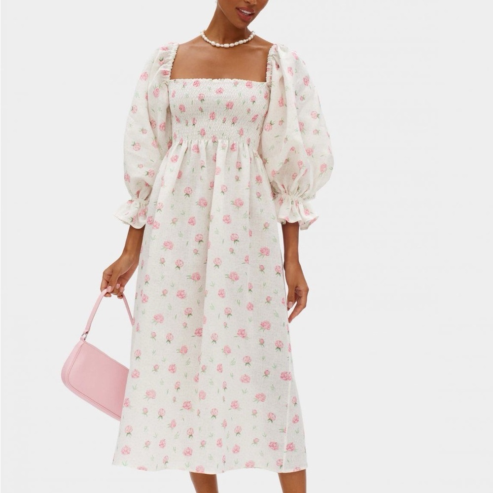 Floral White and Pink Dress